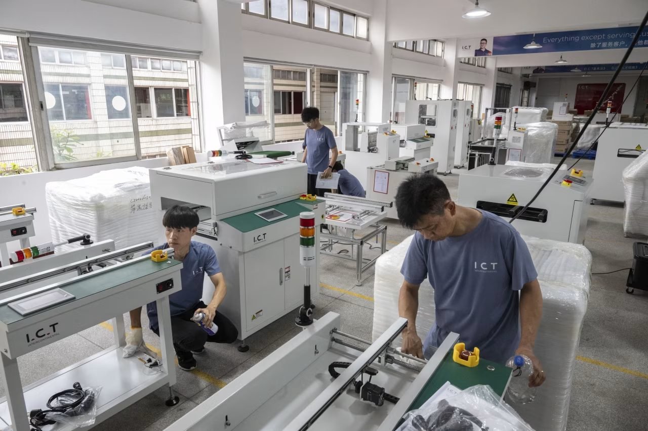Assembly of production equipment at a factory in China