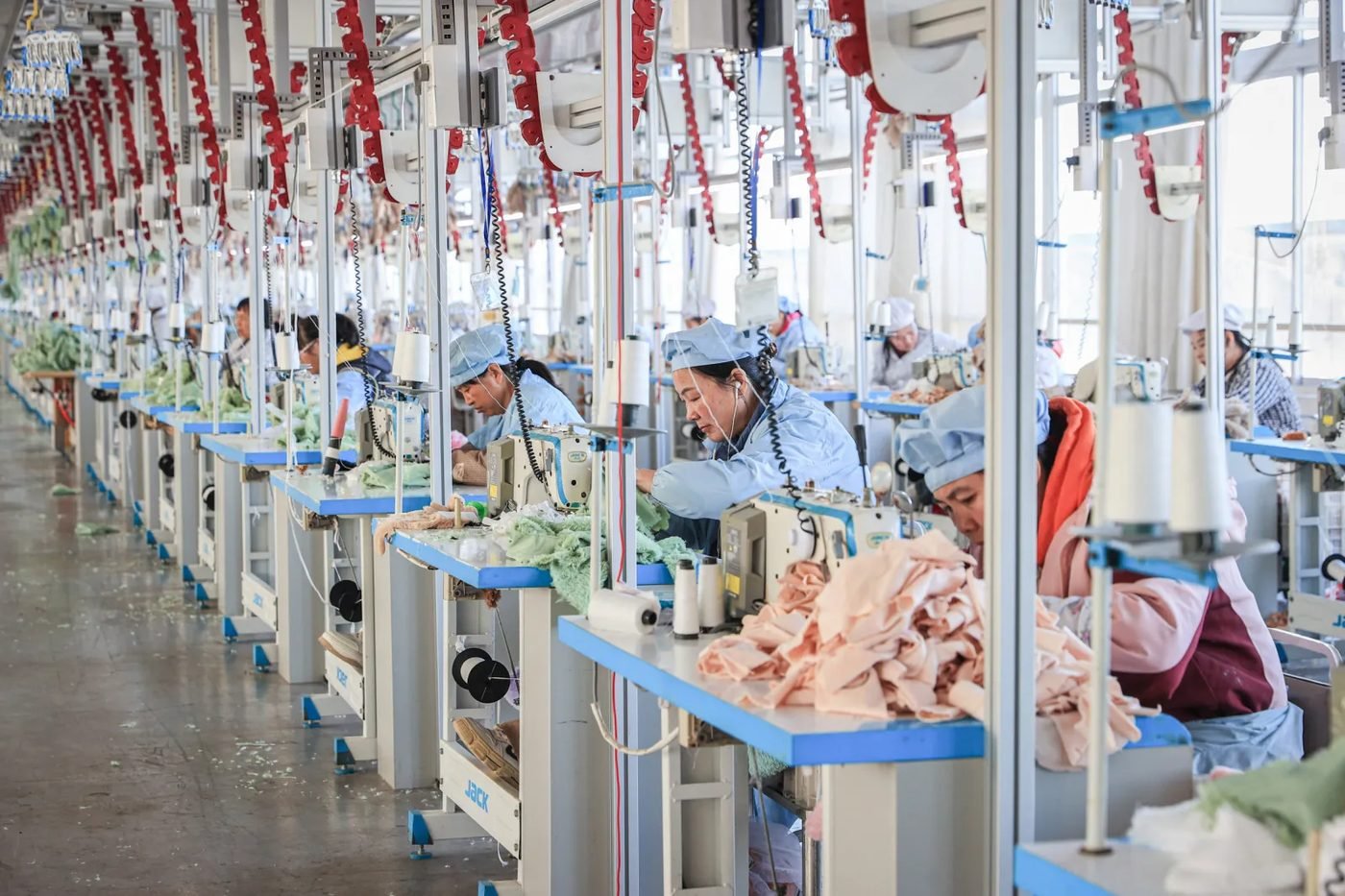 Sewing line inside a Chinese garment factory