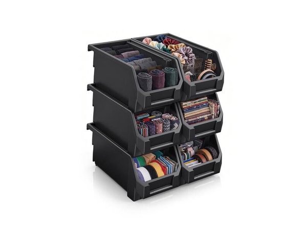 Stackable Closet Storage Bins, Set Of 6